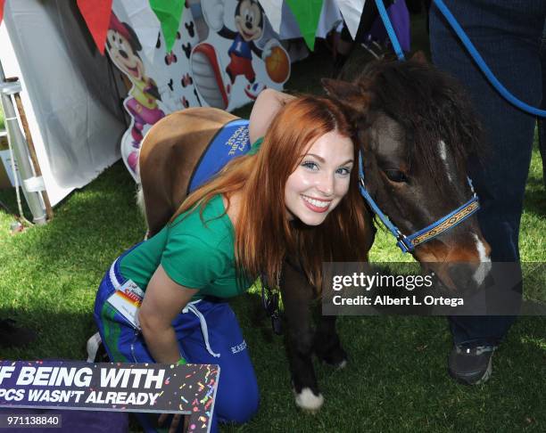 Actress Ainsley Ross participates in the 49th Annual Special Olympics Southern California Summer Games Media Day held at Cal State Long Beach on June...