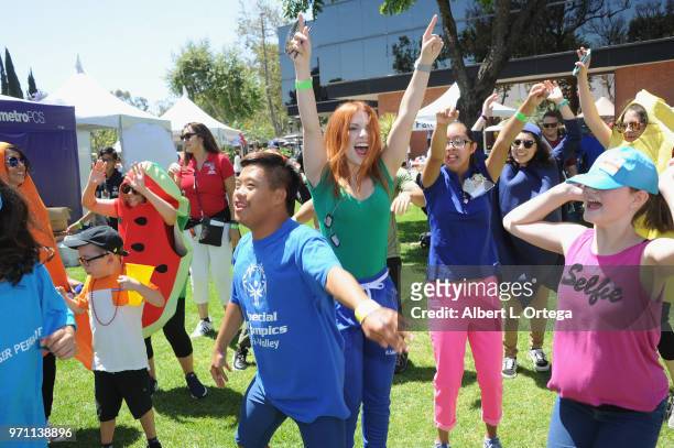 Actress Ainsley Ross participates in the 49th Annual Special Olympics Southern California Summer Games Media Day held at Cal State Long Beach on June...