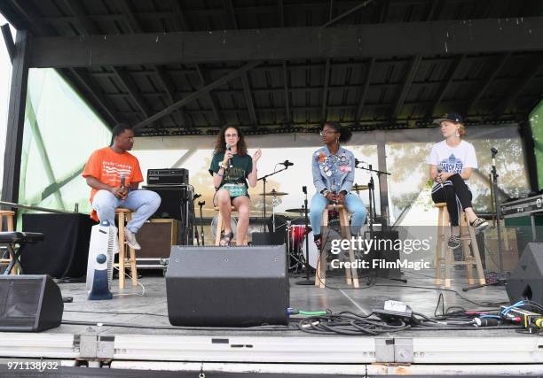 Maury Allen, Bri Butler and panelists speak at Solar Stage during day 4 of the 2018 Bonnaroo Arts And Music Festival on June 10, 2018 in Manchester,...