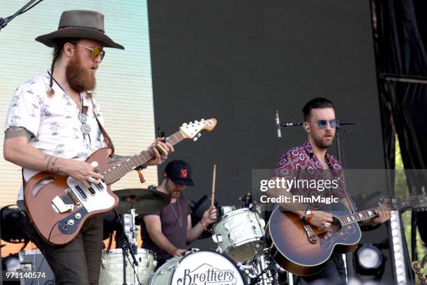 John Osborne and T.J. Osborne of Brothers Osborne perform on What Stage during day 4 of the 2018 Bonnaroo Arts And Music Festival on June 10, 2018 in...