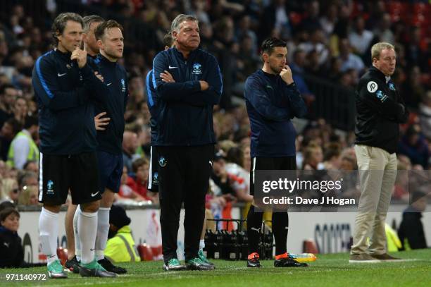 Sam Allardyce looks-on during Soccer Aid for Unicef 2018 at Old Trafford on June 10, 2018 in Manchester, England.