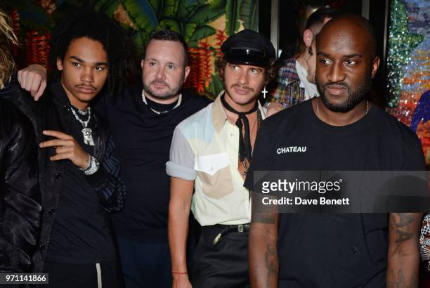 Luka Sabbat, Kim Jones, Luke Day and Virgil Abloh attend the GQ Style and Browns LFWM Party at Annabels on June 10, 2018 in London, England.