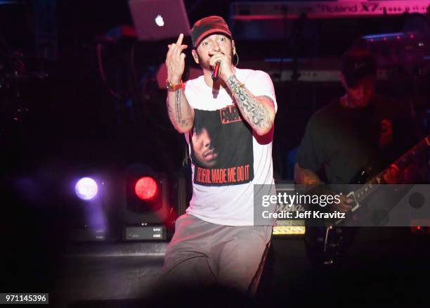 Eminem performs on What Stage during day 3 of the 2018 Bonnaroo Arts And Music Festival on June 9, 2018 in Manchester, Tennessee.