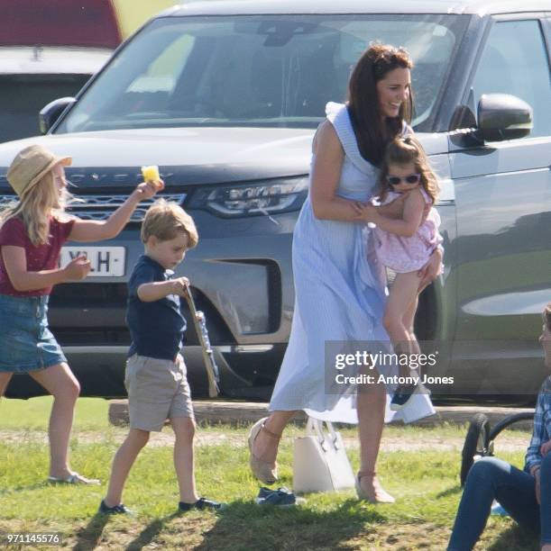 Savannah Phillips,Princess Charlotte of Cambridge,Prince George of Cambridge and Catherine, Duchess of Cambridge during the Maserati Royal Charity...