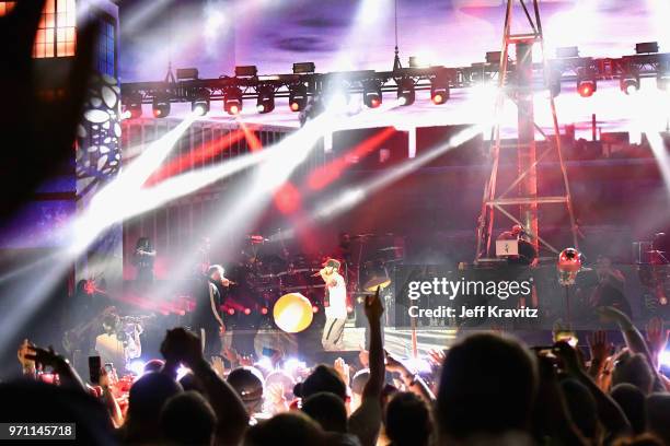 Eminem performs on What Stage during day 3 of the 2018 Bonnaroo Arts And Music Festival on June 9, 2018 in Manchester, Tennessee.