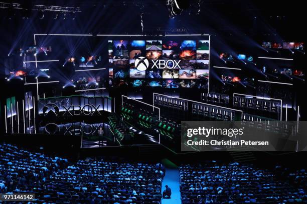 Phil Spencer, Executive President of Gaming at Microsoft, speaks during the Microsoft xBox E3 briefing at the Microsoft Theater on June 10, 2018 in...