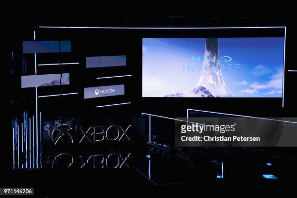 Halo Infinite' is revealed during the Microsoft xBox E3 briefing at the Microsoft Theater on June 10, 2018 in Los Angeles, California. The E3 Game...