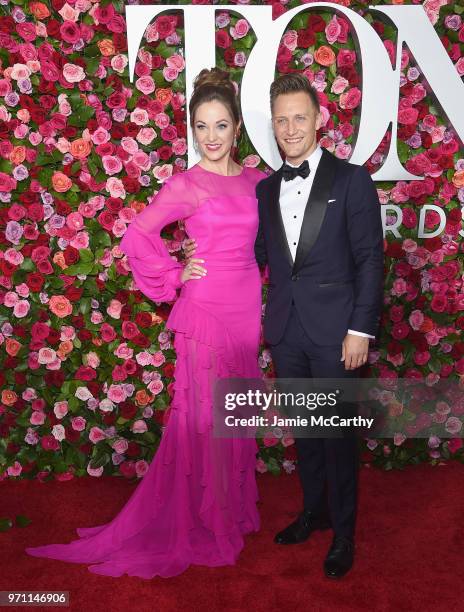 Laura Osnes and Nathan Johnson attend the 72nd Annual Tony Awards at Radio City Music Hall on June 10, 2018 in New York City.