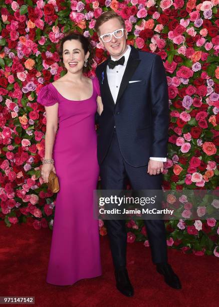 Lauren Worsham and Kyle Jarrow attend the 72nd Annual Tony Awards at Radio City Music Hall on June 10, 2018 in New York City.