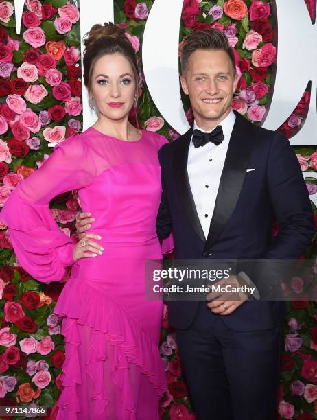 Laura Osnes and Nathan Johnson attend the 72nd Annual Tony Awards at Radio City Music Hall on June 10, 2018 in New York City.