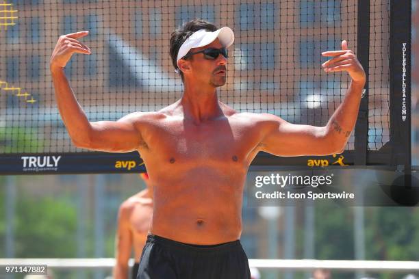 Ricardo Santos during play on the Stadium Court of the AVP New York Coty Open on June 9 at Hudson River Park's Pier 25/26, New York, NY.