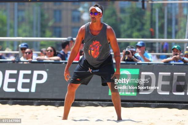 Ricardo Santos during play on the Stadium Court of the AVP New York Coty Open on June 9 at Hudson River Park's Pier 25/26, New York, NY.