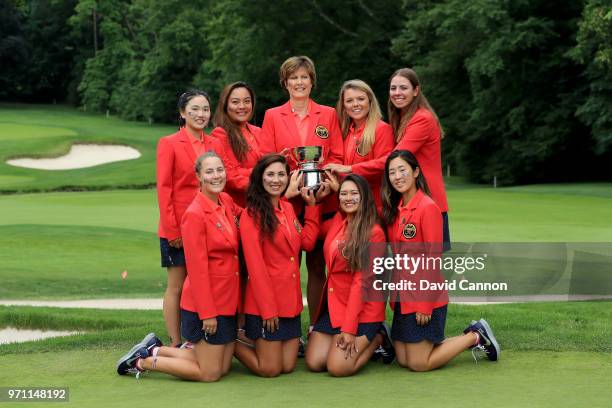 The victorious United States Team after their 17-3 win over Great Britain and Ireland Lucy Li, Mariel Galdiano, Virginia Derby Grimes , Lauren...