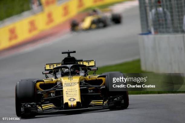 Nico Hulkenberg of Germany driving the Renault Sport Formula One Team RS18 on track during the Canadian Formula One Grand Prix at Circuit Gilles...