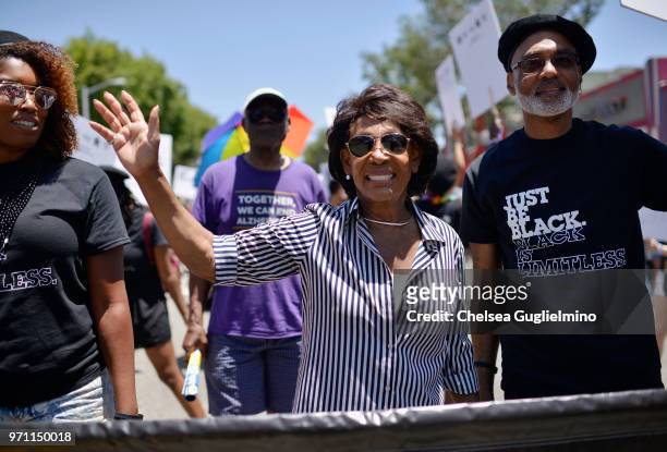 Representative for California's 43rd congressional district Maxine Waters seen at the LA Pride Parade 2018 on June 10, 2018 in West Hollywood,...