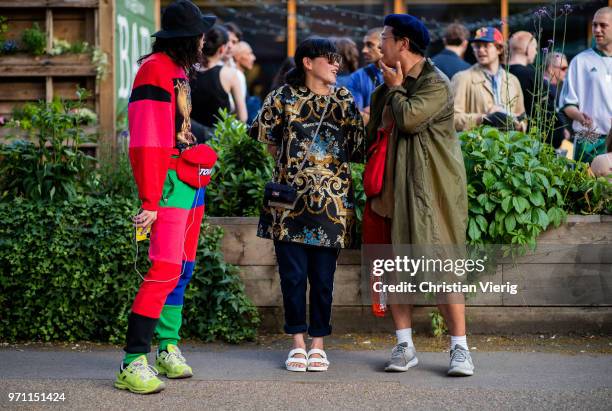 Group of guests seen during London Fashion Week Men's June 2018 on June 10, 2018 in London, England.