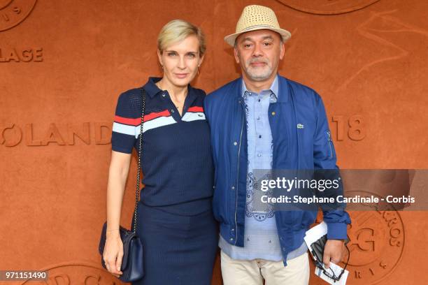 Melita Toscan Du Plantier and Christian Louboutin attend the Men Final of the 2018 French Open - Day Fifteen at Roland Garros on June 10, 2018 in...