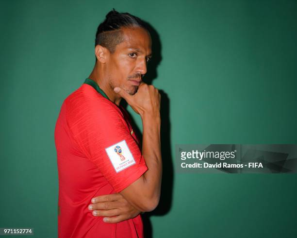 Bruno Alves of Portugal poses during the official FIFA World Cup 2018 portrait session at Saturn Training Base on June 10, 2018 in Moscow, Russia.