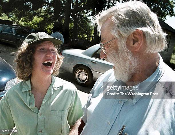 Debi Osborne shares a laugh with Jim Nash, the owner of Cedar Grove Plantation. They are happy about the deal worked out to keep the land from being...