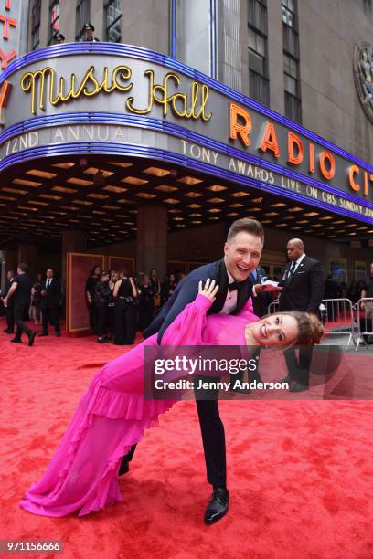 Laura Osnes and Nathan Johnson attend the 72nd Annual Tony Awards at Radio City Music Hall on June 10, 2018 in New York City.