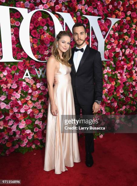 Melissa Benoist and Chris Wood attends the 72nd Annual Tony Awards at Radio City Music Hall on June 10, 2018 in New York City.