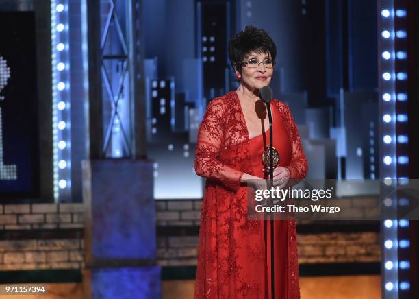 Chita Rivera accepts the Special Tony Award for Lifetime Achievement in the Theatre onstage during the 72nd Annual Tony Awards at Radio City Music...