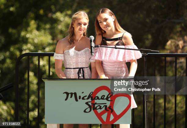 Lilia Buckingham and Maddie Ziegler speak onstage at Children Mending Hearts' 10th Annual Empathy Rocks on June 10, 2018 in Los Angeles, California.