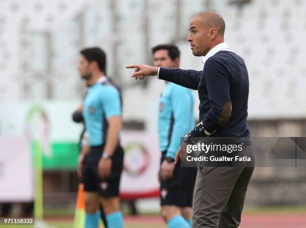 Farense head coach Rui Duarte from Portugal in action during the Campeonato de Portugal Final match between CD Mafra and SC Farense at Estadio...