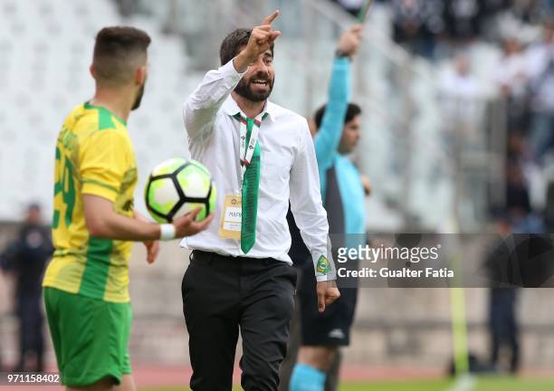 Mafra head coach Luis Freire from Portugal in action during the Campeonato de Portugal Final match between CD Mafra and SC Farense at Estadio...