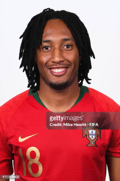 Gelson Martins of Portugal poses for a portrait during the official FIFA World Cup 2018 portrait session on June 10, 2018 in Moscow, Russia.