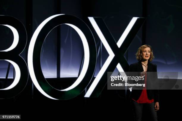 Ashley Speicher, lead software design engineer for Xbox at Microsoft Corp., speaks about the Game Pass during the company's Xbox event ahead of the...