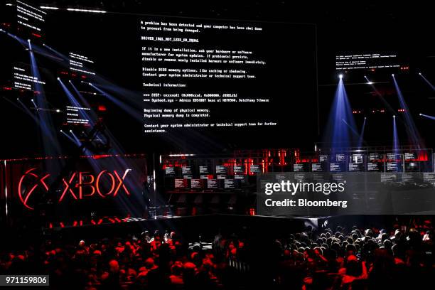 Preview for Bethesda Softworks LLC Fallout 76 video game is displayed during the Microsoft Corp. Xbox event ahead of the E3 Electronic Entertainment...