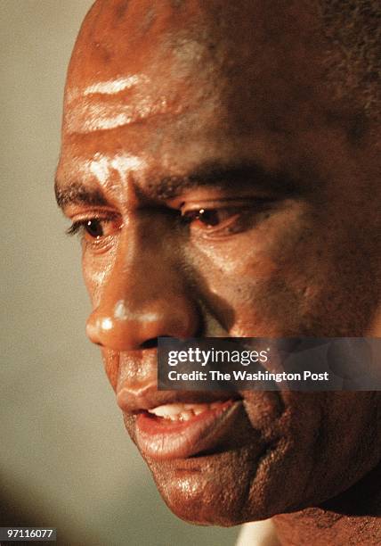 Basketball legend Michael Jordan suited up and practiced with the team, hands on, today. Pictured, Coach Gar Heard speaks to the press after...