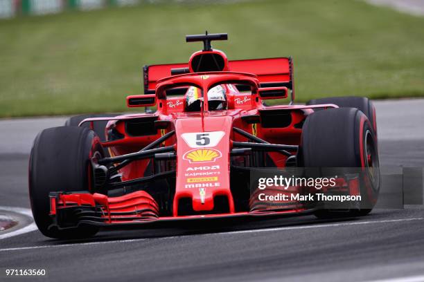 Sebastian Vettel of Germany driving the Scuderia Ferrari SF71H on track during the Canadian Formula One Grand Prix at Circuit Gilles Villeneuve on...