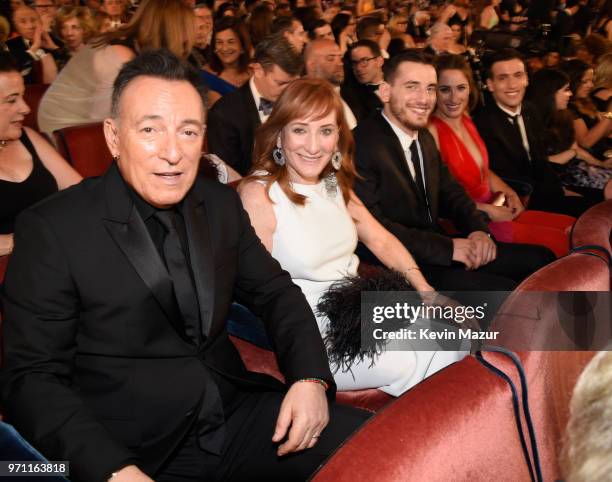 Bruce Springsteen, Patti Scialfa, Evan James Springsteen, Jessica Rae Springsteen and Sam Ryan Springsteen are seen in the audience during the 72nd...