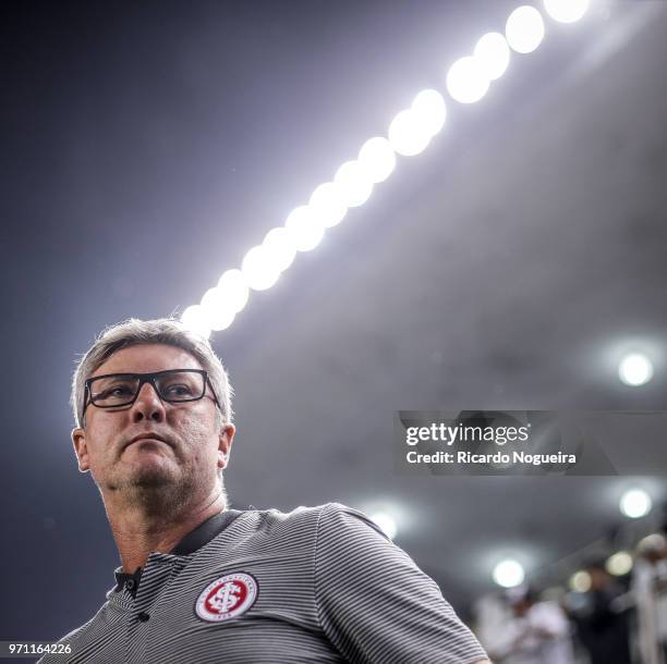 Odair Hellmann coach of Internacional before the match between Santos and Internacional as a part of Campeonato Brasileiro 2018 at Vila Belmiro...