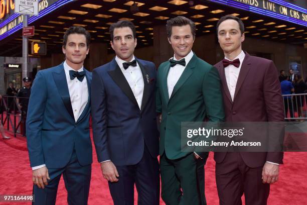 Matt Bomer, Zachary Quinto, Andrew Rannells, and Jim Parsons attend the 72nd Annual Tony Awards at Radio City Music Hall on June 10, 2018 in New York...