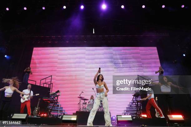 Dua Lipa performs on What Stage during day 4 of the 2018 Bonnaroo Arts And Music Festival on June 10, 2018 in Manchester, Tennessee.