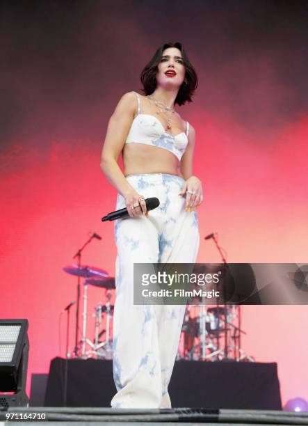 Dua Lipa performs on What Stage during day 4 of the 2018 Bonnaroo Arts And Music Festival on June 10, 2018 in Manchester, Tennessee.