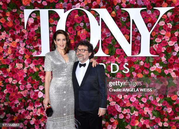 Actress Tina Fey and US composer Jeff Richmond attend the 2018 Tony Awards - Red Carpet at Radio City Music Hall in New York City on June 10, 2018.
