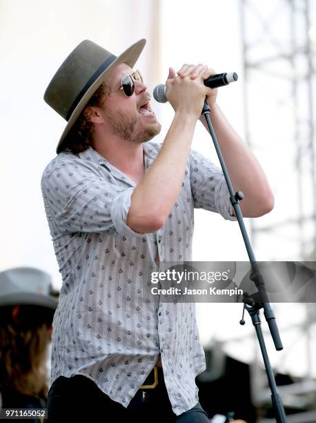 Michael Hobby of musical group A Thousand Horses performs onstage during the 2018 CMA Music festival at the Chevy Riverfront Stage on June 10, 2018...