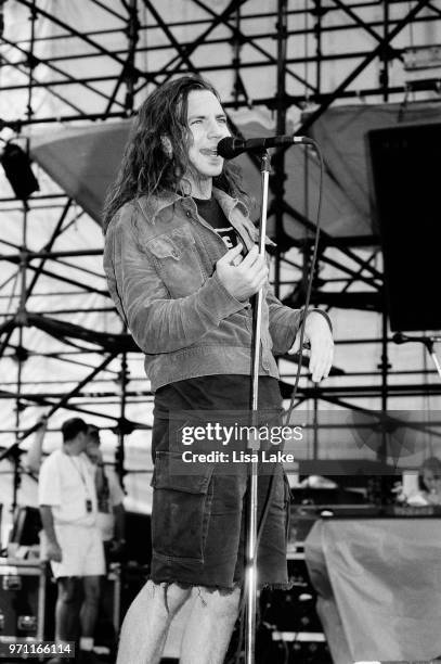 Eddie Vedder of Pearl Jam performs at Lollapalooza on August 11 in Stanhope, New Jersey.