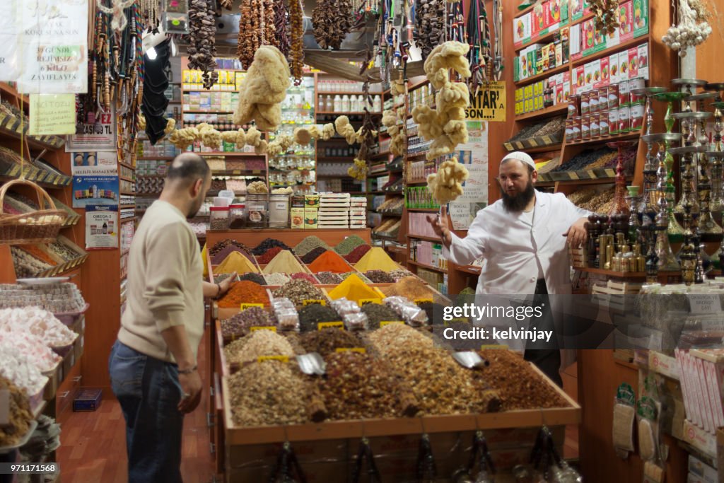 Spice stall in the Grand Bazaar in Istanbul, Turkey