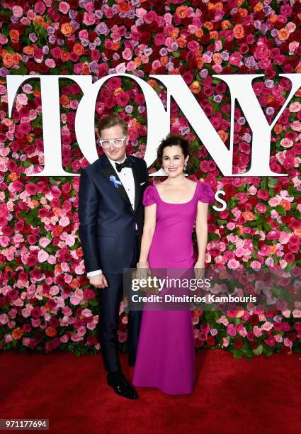 Lauren Worsham and Kyle Jarrow attends the 72nd Annual Tony Awards at Radio City Music Hall on June 10, 2018 in New York City.