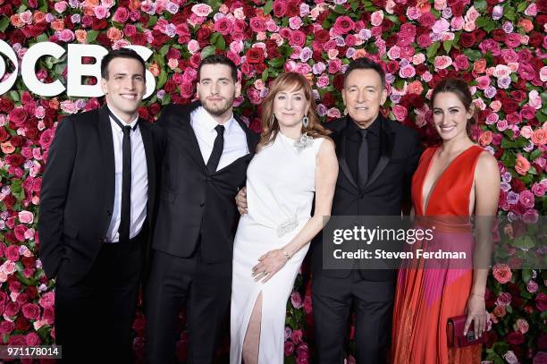 Sam Springsteen, Evan Springsteen, Patti Scialfa, Bruce Springsteen, and Jessica Rae Springsteen attend the 72nd Annual Tony Awards on June 10, 2018...