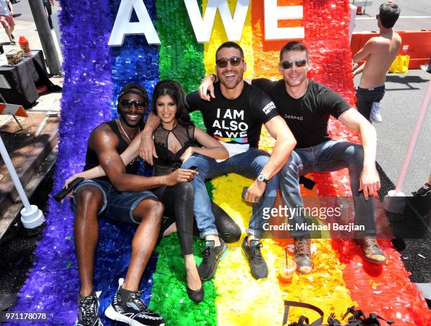 Toby Onwumere, Tina Desai, Miguel Angel Silvestre, and Brian J. Smith are seen on the Netflix original series "Sense8" float at the Los Angeles Pride...
