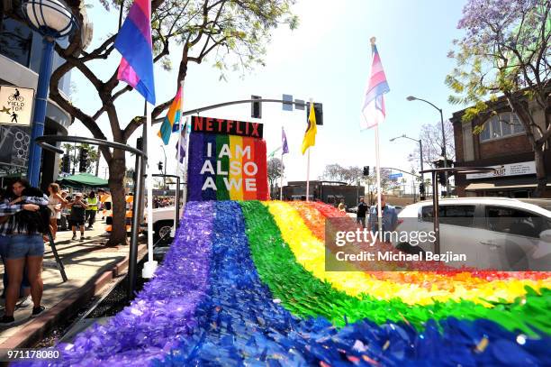 The Netflix original series "Sense8" float is seen at the Los Angeles Pride Parade on June 10, 2018 in West Hollywood, California.