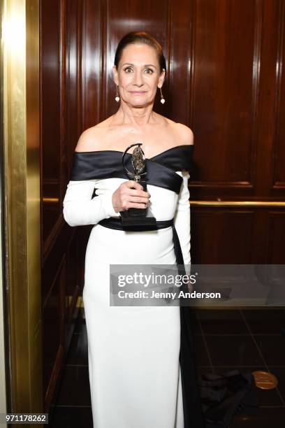 Laurie Metcalf, winner of the award for Best Performance by an Actress in a Featured Role in a Play for Edward Albee's Three Tall Women poses in...