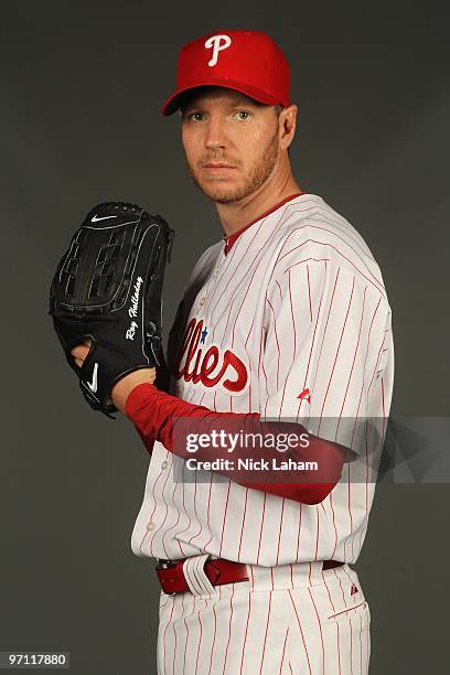 Roy Halladay of the Philadelphia Phillies poses for a photo during Spring Training Media Photo Day at Bright House Networks Field on February 24,...