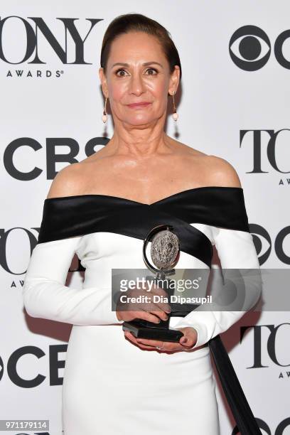 Laurie Metcalf, winner of the award for Best Performance by an Actress in a Featured Role in a Play for Edward Albee's Three Tall Women poses in...